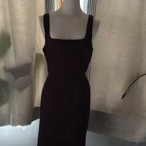 Black Sheath Cocktail Dress with Square Neck